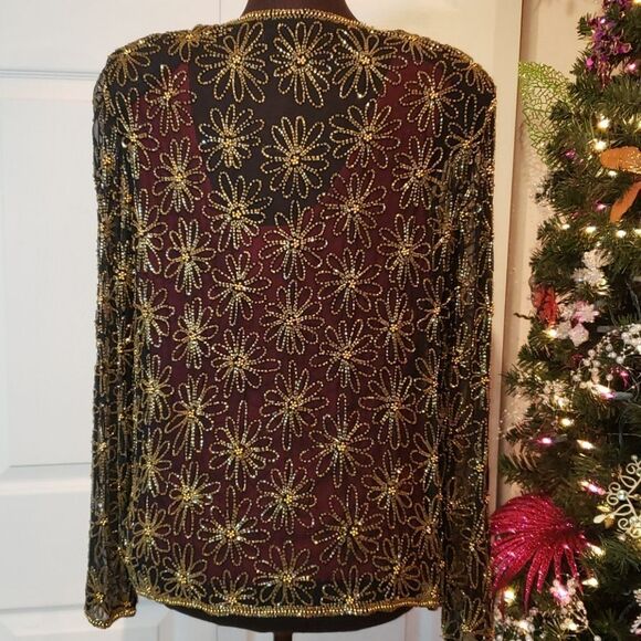 VNTG Mark & John Black n Gold Silk Jacket - Picture 4 of 8